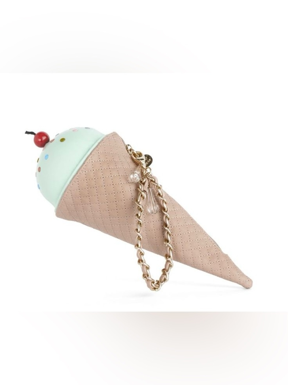 Betsey Johnson Kitsch Ice Cream Cone Kiss Wristlet Purse - Pistachio Mint Green